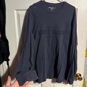 Eddie Bauer Navy Long Sleeve Graphic T-Shirt, 100% Cotton, Size XL Tall